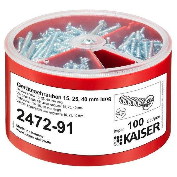 Kaiser Geräteschrauben-Box Ø3,2xLänge 15/25/40mm je 100 Stück