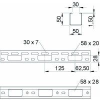 OBO Bettermann Leuchtenträgerschiene LTS 50 50x50x6000mm