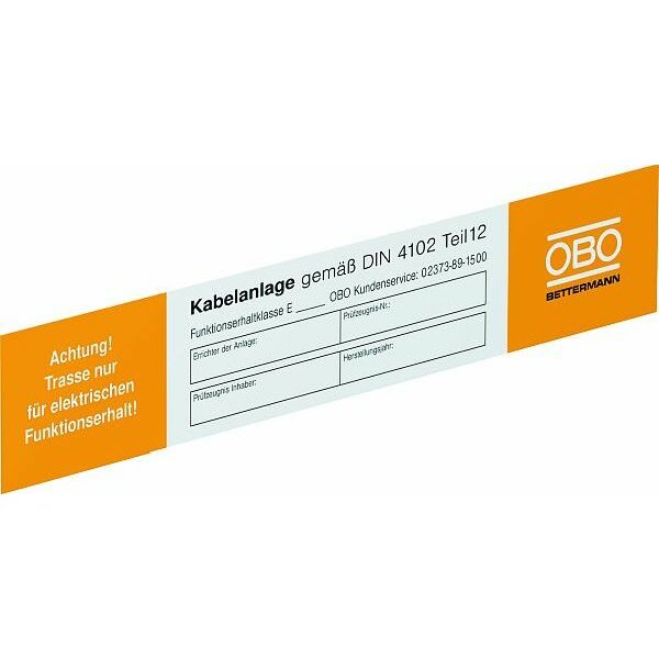OBO Bettermann Kennzeichnungsschild KS-ED für Funktionserhalt 250x43