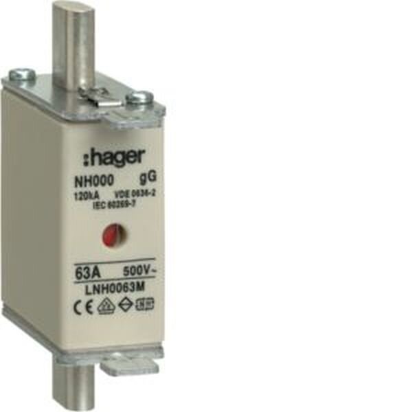 Hager NH-Sicherungseinsatz LNH0063M NH000 gG 500V 63A K-Melder