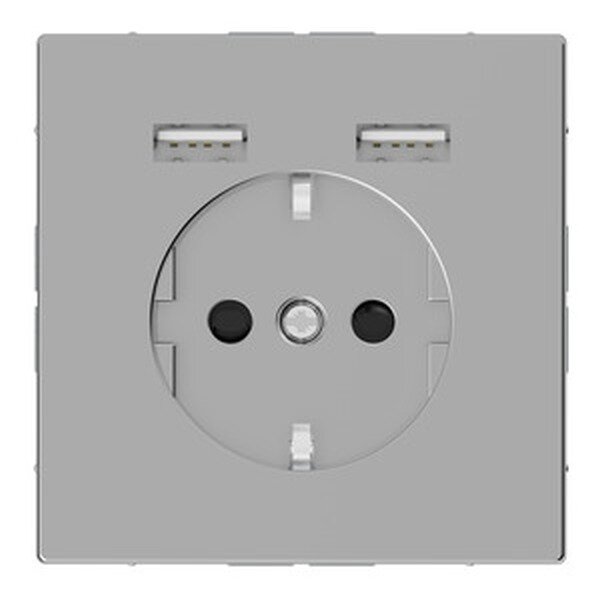 Merten Steckdose SCHUKO mit USB Ladegerät Edelstahl Syst.Design
