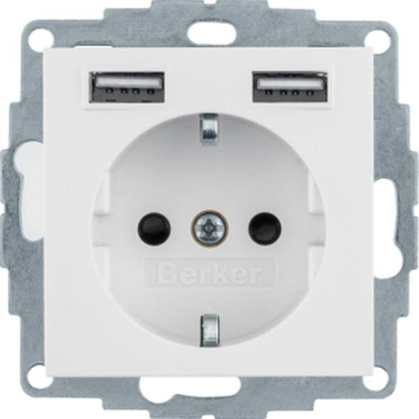 Berker Steckdose SCHUKO 48031909 USB polarweiß matt