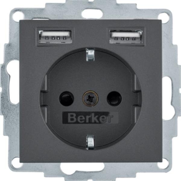 Berker Steckdose SCHUKO 48031606 USB anthrazit matt