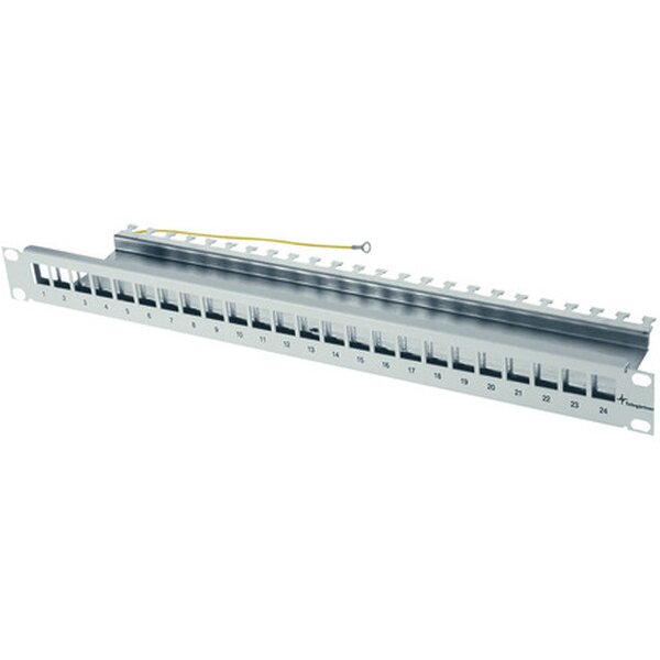 Telegärtner 19" Patchpanel 1HE leer lichtgrau für 24x AMJ/AMJ-S Module RAL7035