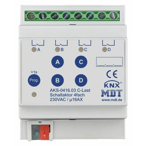 MDT Schaltaktor AKS-0416.03 4fach 4TE REG 16A 230VAC