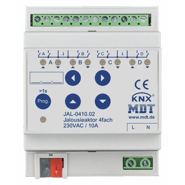 MDT Jalousieaktor JAL-0410.02 4fach 4TE REG 10A 230VAC