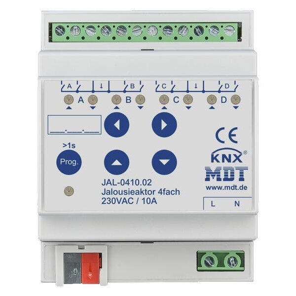 MDT Jalousieaktor JAL-0410.02 4fach 4TE REG 10A 230VAC