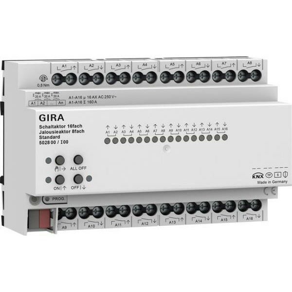 GIRA Schalt-/Jalousieaktor 502800 16f/8f 16 A REG Std KNX Secure