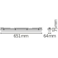 LEDV FR-Leergehäuse LB22 DAMP PROOF 600 1xLeuchte grau