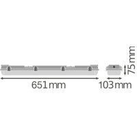 LEDV FR-Leergehäuse LB22 DAMP PROOF 600 2xLeuchte grau