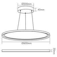 nobile LED-Pendelleuchte LB22 Panel R600 weiß 38W 840 dim DALI/push