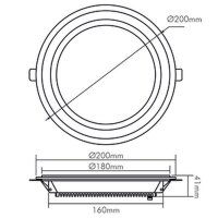 nobile LED-Einbauleuchte LB22 Glas Panel weiß 200R SCCT