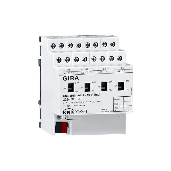 GIRA Steuereinheit 222400 1-10V 4fach Hand KNX