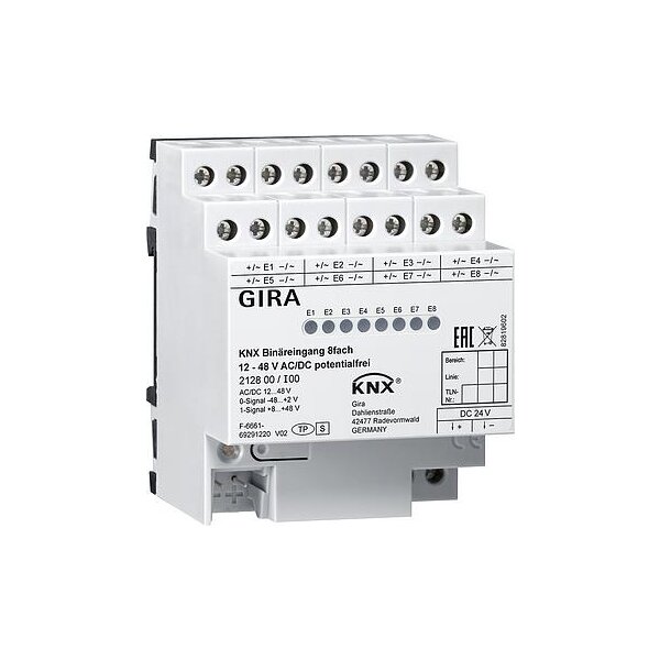 GIRA Binäreingang 212800 8fach 12-48 potentialfrei KNX REG