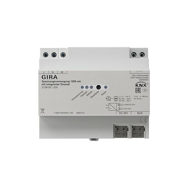 GIRA Spannungsversorgung 213800 KNX/REG 1280mA Drossel