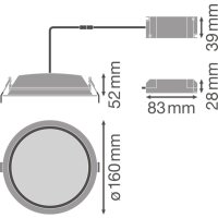 LEDV LED-Deckeneinbaustrahler DL ALU DN150 14W 4000K WT IP44