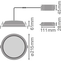 LEDV LED-Deckeneinbaustrahler DL ALU DN200 25W 4000K WT IP44