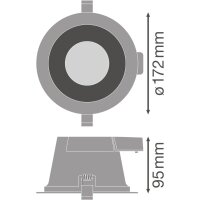 LEDV LED-Deckeneinbaustrahler LB22 DL Comfort DN155 18W/3CCT 1400-1620lm