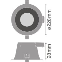 LEDV LED-Deckeneinbaustrahler LB22 DL Comfort DN205 25W/3CCT 1720-1930lm