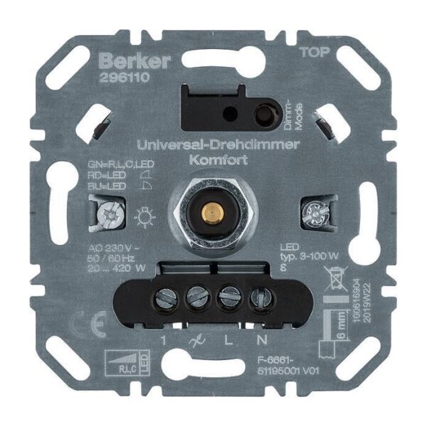 Berker Universal-Drehdimmer 296110 Komfort R L C LED Softrastung