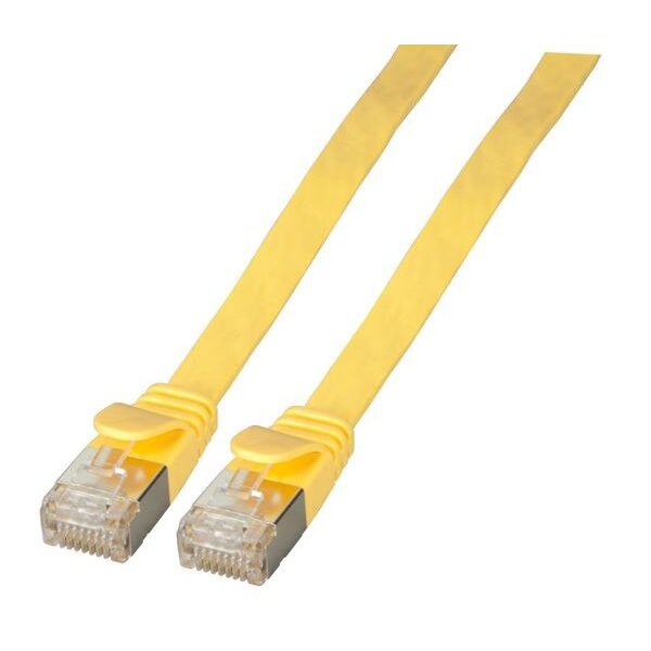 DNTE Flachpatchkabel RJ45 U/FTP Cat.6A 0,25m gelb