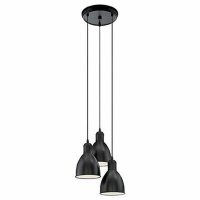 EGLO Pendelleuchte 3 E27 schwarz PRIDDY