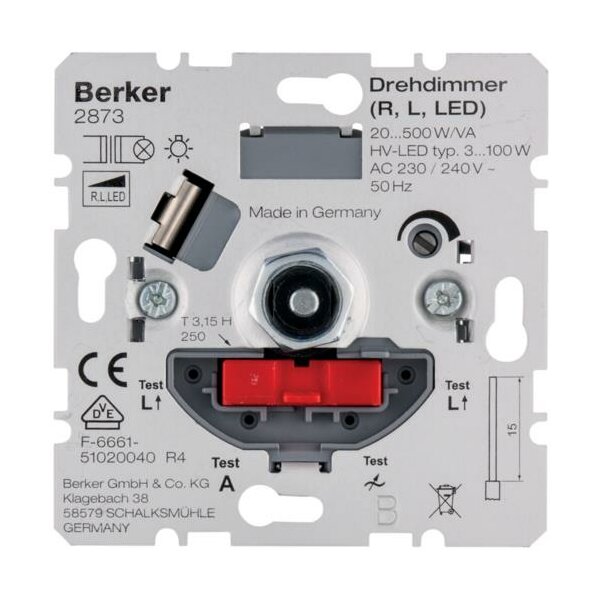 Berker NV-Drehdimmer 2873 mit Softrastung Hauselektronik