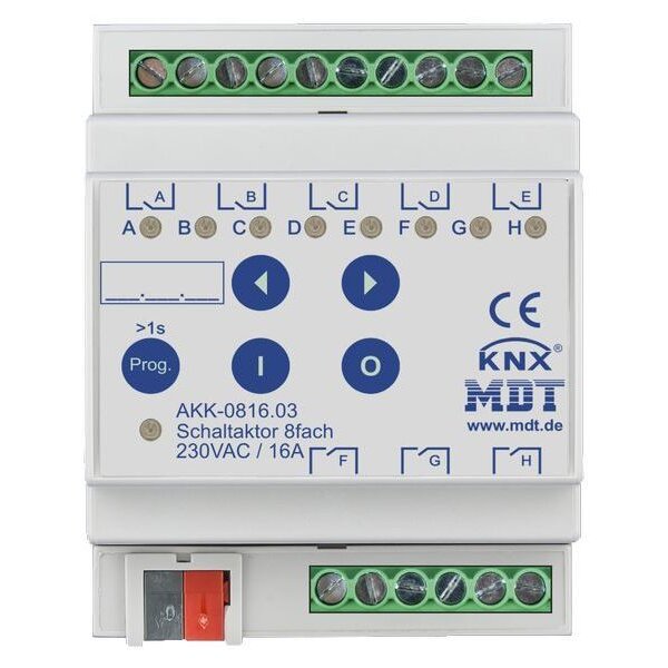 MDT Schaltaktor AKK-0816.03 8fach 4TE REG 16A 230VAC