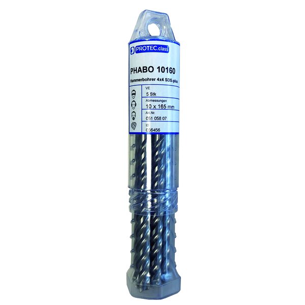 PROTEC Hammerbohrer PHABO10160 4x4 SDS plus 10x160 5er Pack