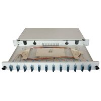 DNTP 19" 1HE Spleissbox RAL7035 ausz. 12xSCD-Kupp,...