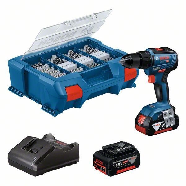 Bosch Akku-Bohrschrauber GSR 18V-55 2x5.0Ah L-Case 100tlg Zubehör