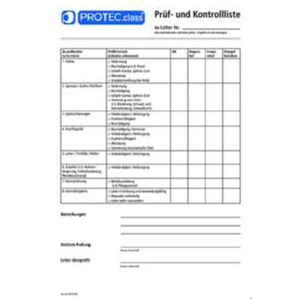 PROTEC Leitern-Prüf- und Kontrollliste PLPK (1Stk=50 Blätter)