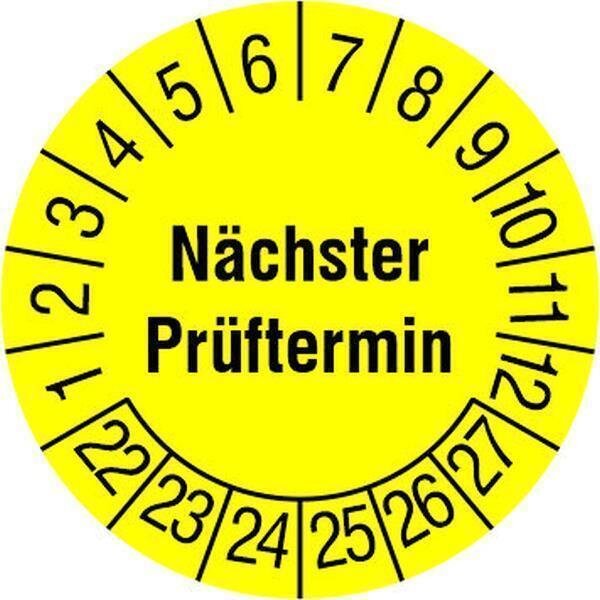 PROTEC Prüfplak. Nächster Prüftermin PPPPNPG 108 Stck gelb, 30mm