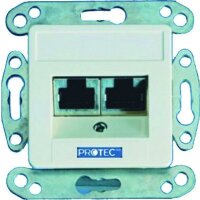 1PROTEC Datenanschlussdose perlweiss Cat6a 2XRJ45s...