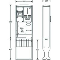 UESA Zähleranschlusssäule ZAS-1-FL Flachschrank...