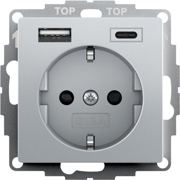 GIRA Steckdose SCHUKO SH USB-Spannungsv.2f Typ A/C Sys 55 F al