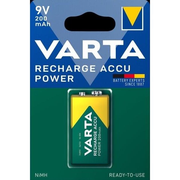 Varta Rechargeable Accu R2U 200mAh 9V 1Blister E Block