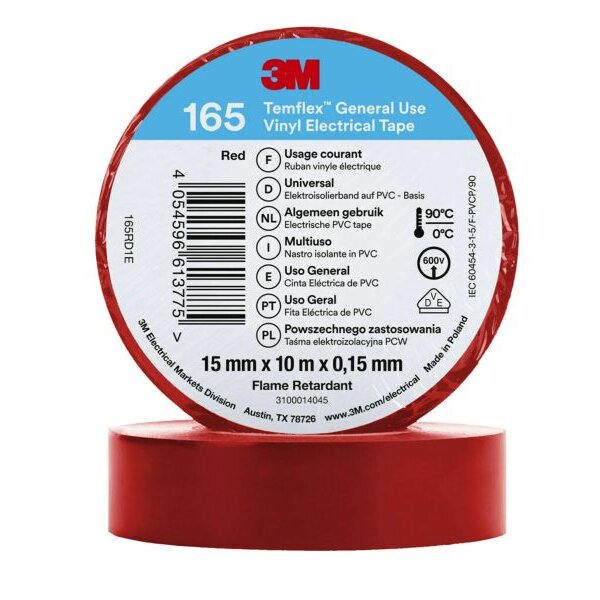 3M Temflex Isolierband 165 Rot 15mmx10m