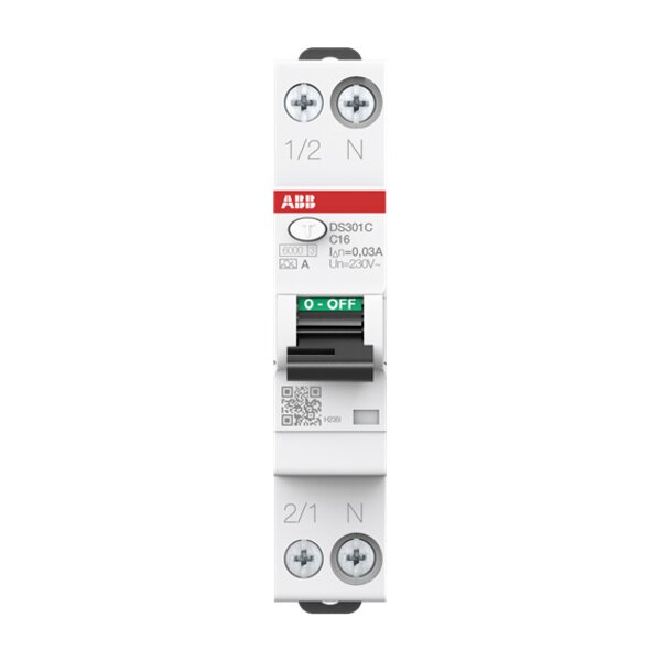 ABB FI/LS-Schalter DS301CA-C16/0,03 6kA 1P+N C16A 30mA