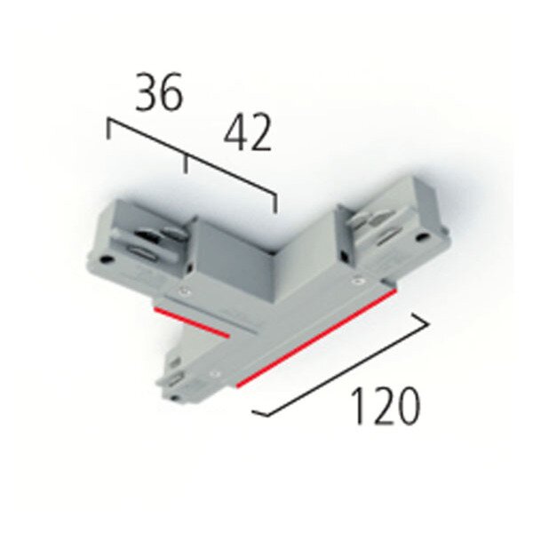 Eutrac T-Verbinder LB22 Schutzleiter außen rechts silber