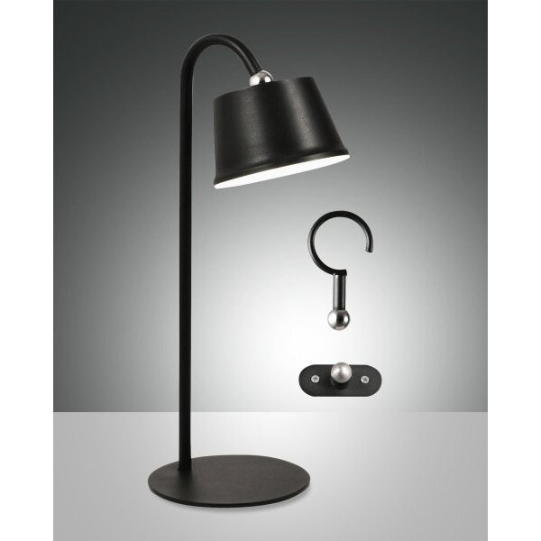 Fabas Luce LED-Akku-Tischleuchte LB22 3W 320lm 3000K schwarz Metall dim