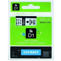 DYMO Schriftband 43613 6mm 7m schwarz auf weiss