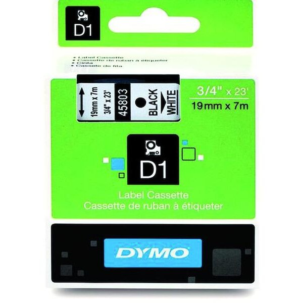 DYMO Schriftband 45803 19mm 7m schwarz auf weiss