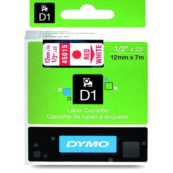 DYMO Schriftband 45015 12mm 7m rot auf weiss