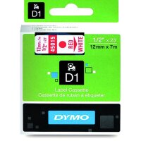 DYMO Schriftband 45015 12mm 7m rot auf weiss