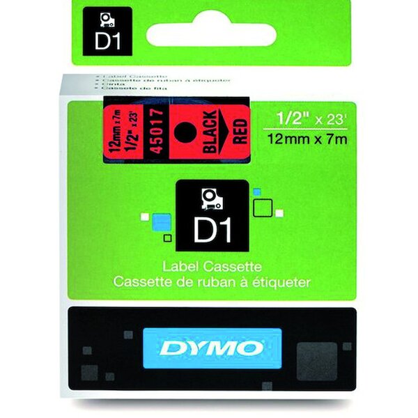 DYMO Schriftband 45017 12mm 7m schwarz auf rot