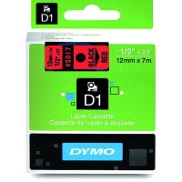 DYMO Schriftband 45017 12mm 7m schwarz auf rot