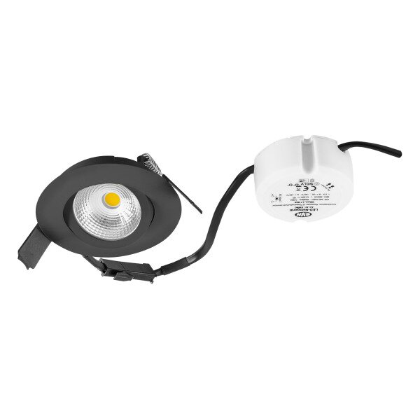 EVN LED-Einbaustrahler LB24 6W 3000K 683lm dim rund swb schwarz IP44