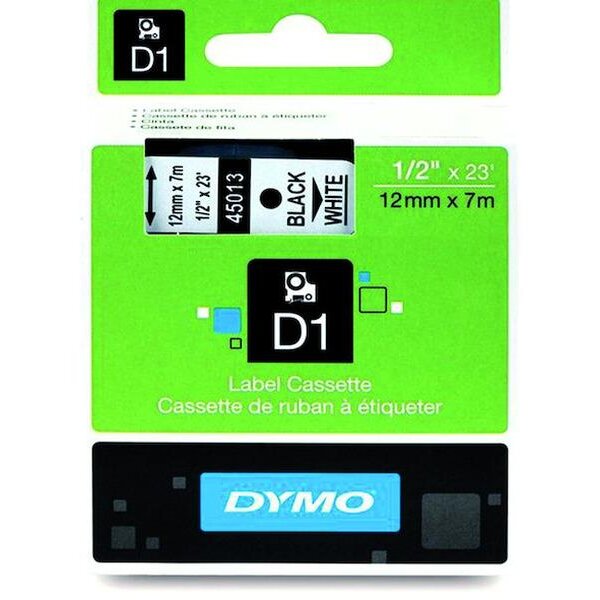 DYMO Schriftband 45013 12mm 7m schwarz auf weiss