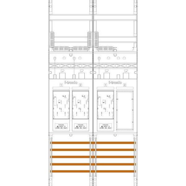 F-Tronic Zählerfeld E16ER6DS 2-feldrig H=1050mm 3-eHZ